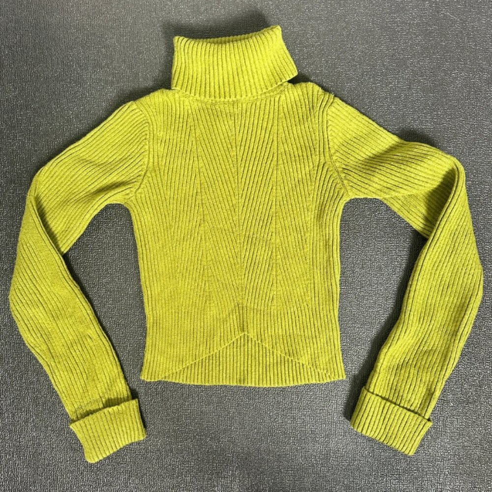 Lime Green Cropped Ribbed Turtleneck